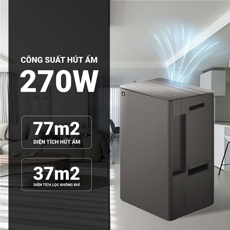 Máy hút ẩm kết hợp lọc khí Sharp DW-T30FV-H - Hàng chính hãng