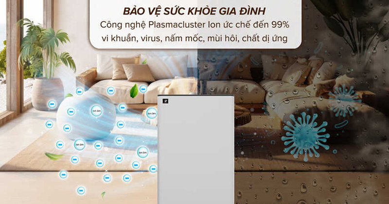 Máy hút ẩm kết hợp lọc khí Sharp DW-T30FV-H - Hàng chính hãng