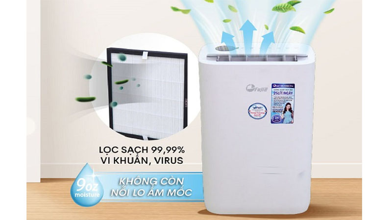 Chức năng hút ẩm và lọc không khí của Máy hút ẩm kết hợp lọc không khí FujiE HM-925EC Pro