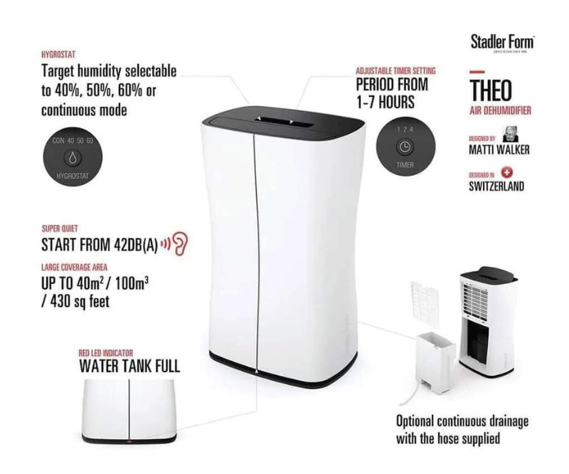 Tổng quan thiết kế máy hút ẩm  Stadler Form Theo 10L 