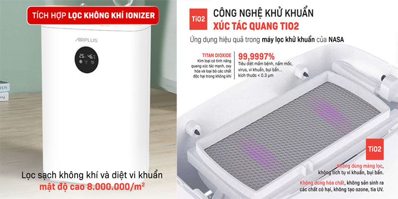 Máy hút ẩm lọc không khí Airplus AP01-908EA - Hàng chính hãng