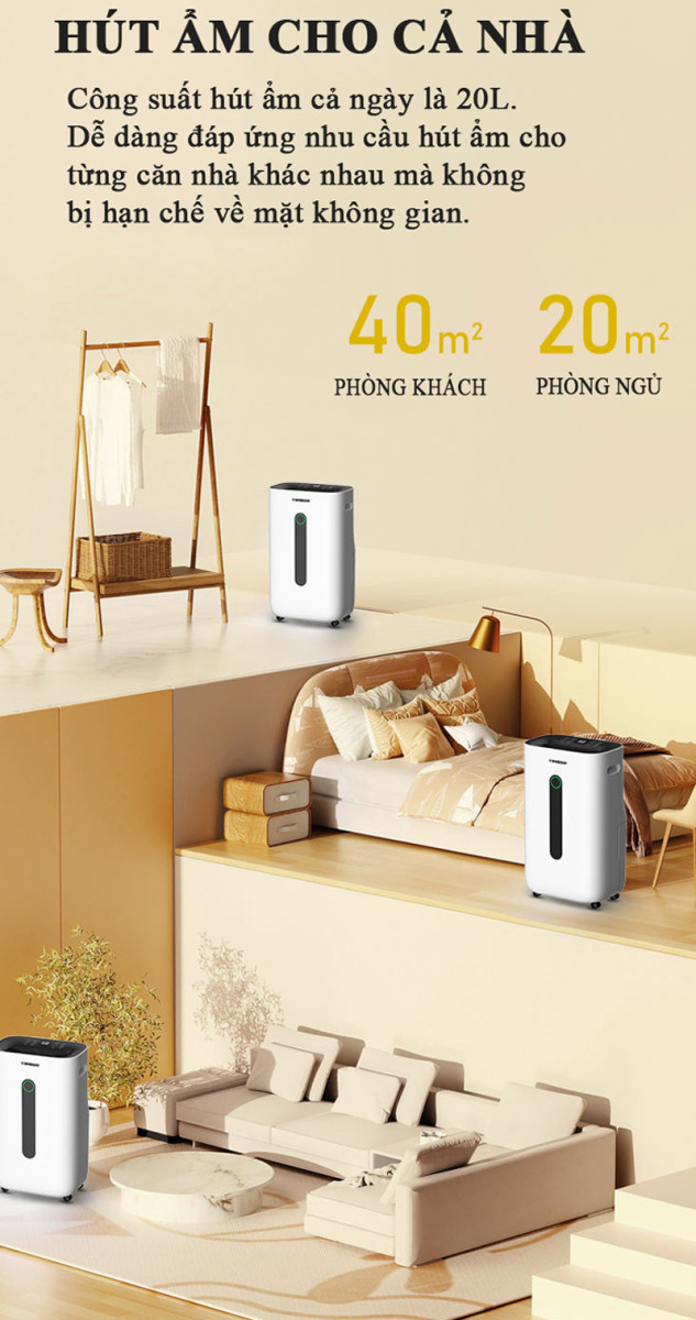 Máy hút ẩm và lọc không khí Tiross TS8871 - Hàng chính hãng