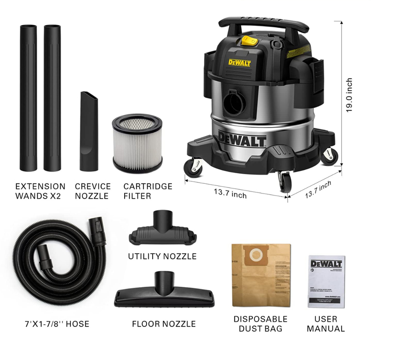 Máy hút bụi khô và ướt DeWalt DXV25S - Hàng chính hãng