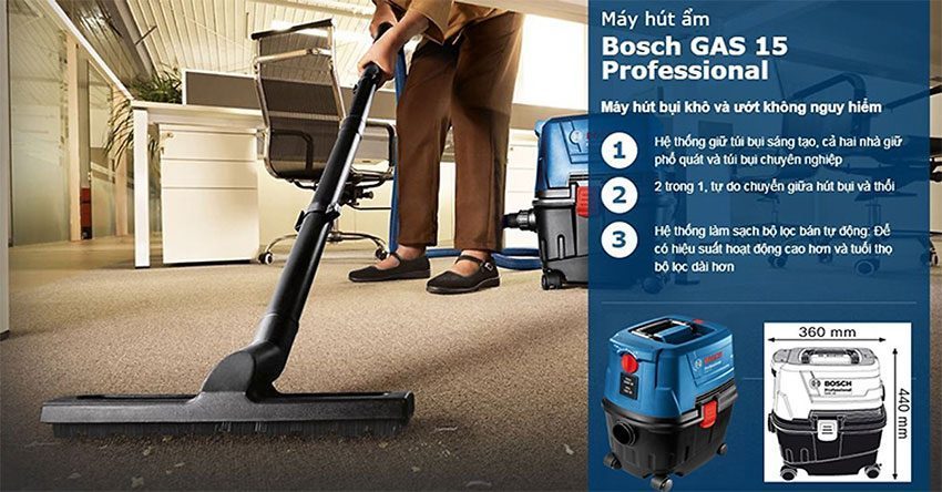 Máy hút bụi Bosch GAS 15 - Hàng chính hãng