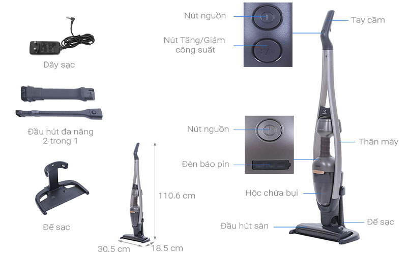 Máy hút bụi Electrolux PQ91-3EM - Hàng chính hãng