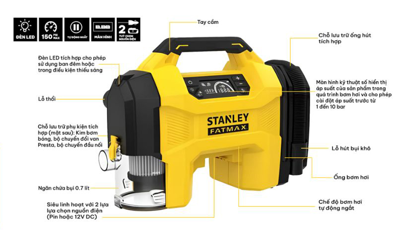 Máy hút bụi bơm hơi Stanley Fatmax SL2015-001 - Hàng chính hãng