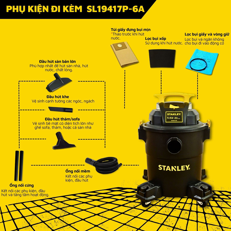 Máy hút bụi công nghiệp Stanley SL19417P-6A - Hàng chính hãng