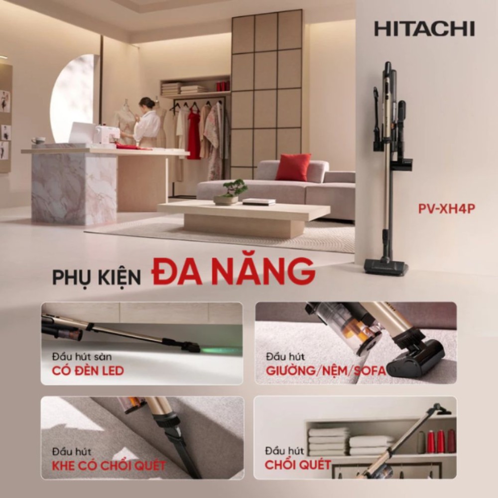 Máy hút bụi cầm tay Hitachi PV- XH4P - Hàng chính hãng