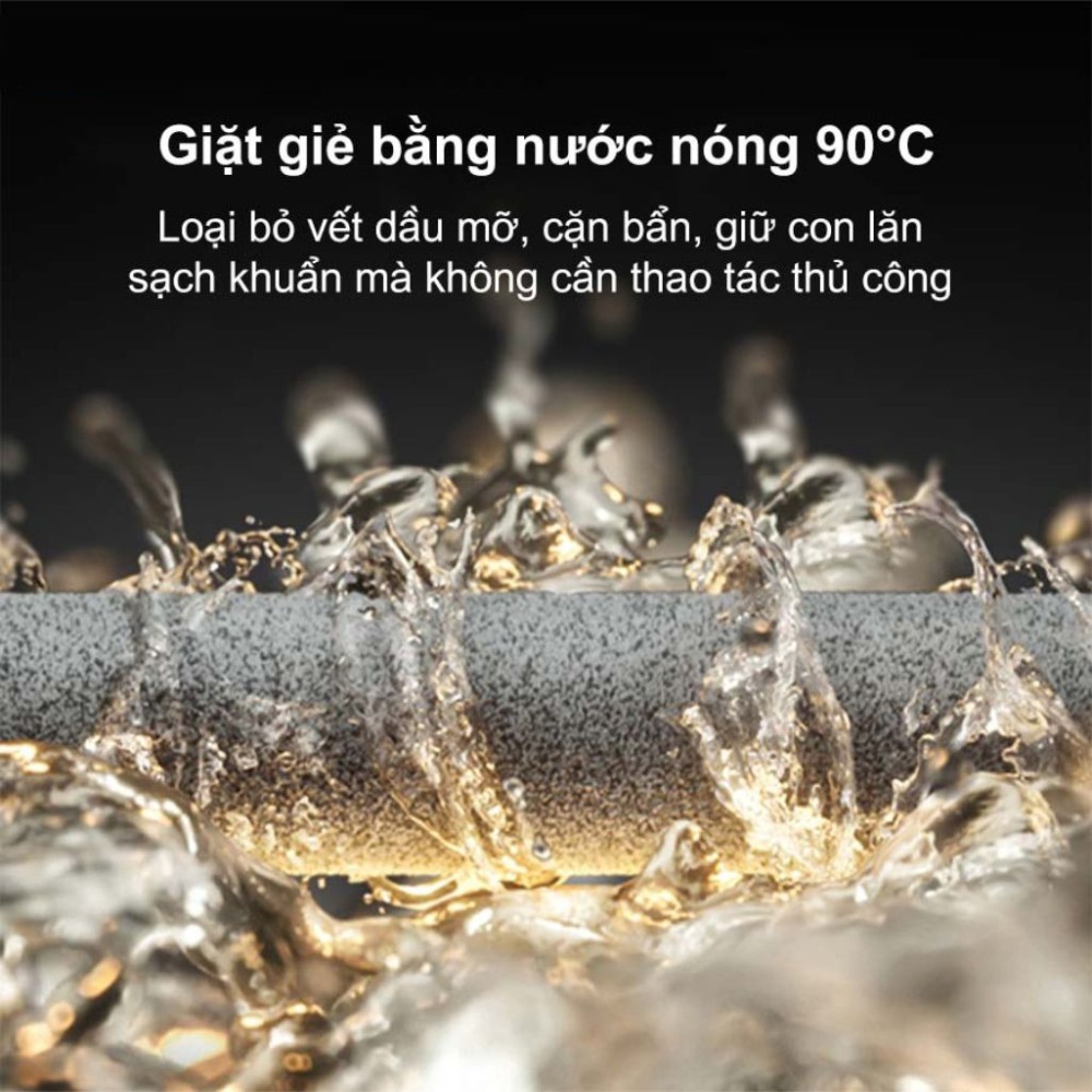 giặt giẻ lau bằng nước nóng, loại bỏ dầu mỡ, cặn bẩn,  giữ con lăn luôn sạch khuẩn