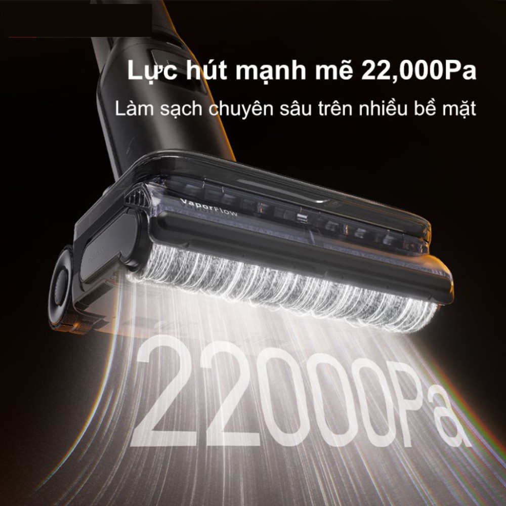 Lực hút mạnh lên đến 22.000 Pa, đủ sức loại bỏ bụi mịn, tóc, lông thú