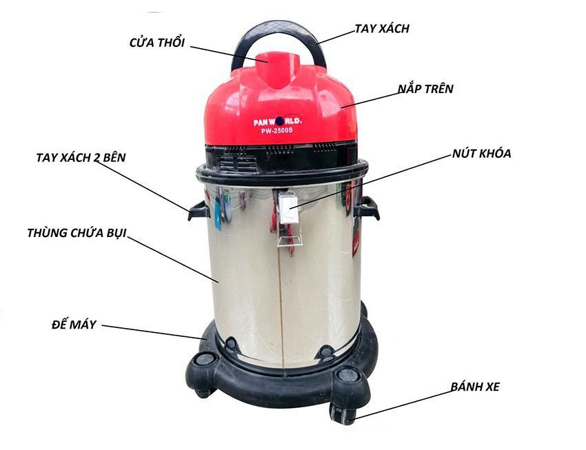Máy hút bụi công nghiệp Panworld PW-2500S - Hàng chính hãng