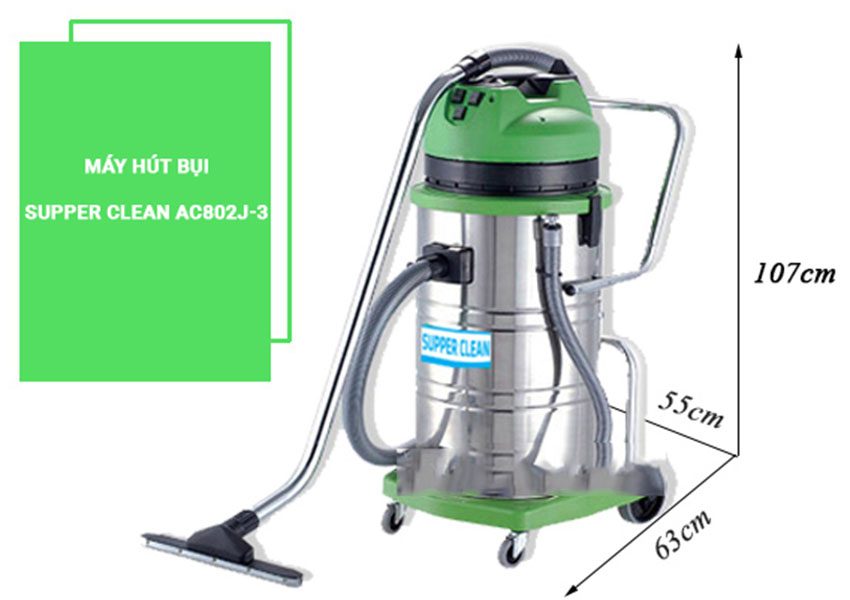 Máy hút bụi công nghiệp Supper Clean AC802J-3 - Hàng chính hãng