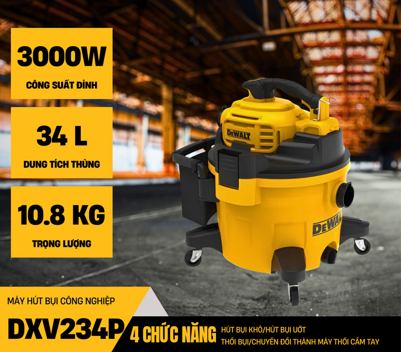 Máy hút bụi 4 chức năng Dewalt DXV234P - Hàng chính hãng