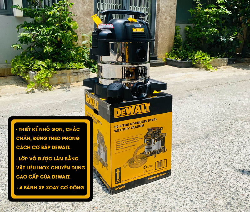Máy hút bụi công nghiệp khô và ướt Dewalt DXV30S - Hàng chính hãng