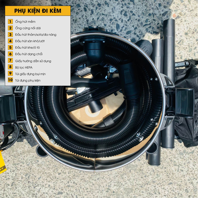 Máy hút bụi công nghiệp khô và ướt Dewalt DXV30S - Hàng chính hãng