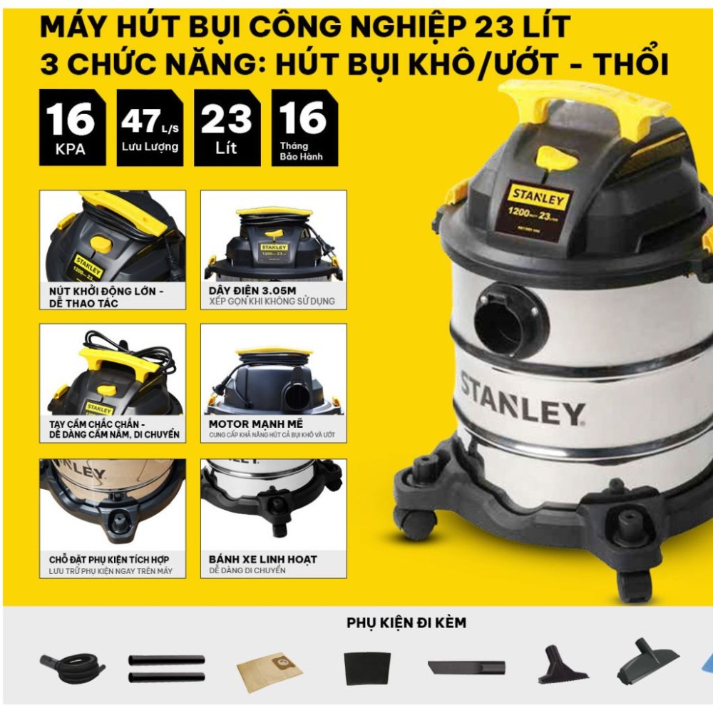 Máy hút bụi công nghiệp Stanley SL19417-6AB - Hàng chính hãng