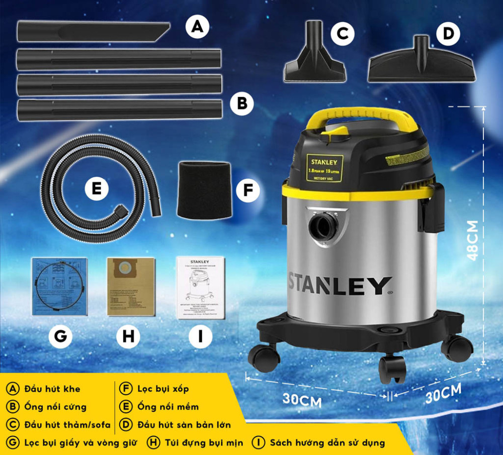 Máy hút bụi khô và ướt Stanley SL19305-5B - Hàng chính hãng