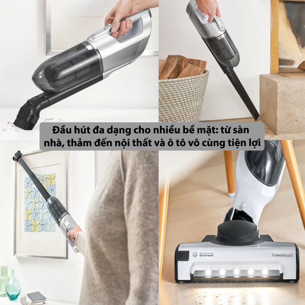 Máy hút bụi không dây Bosch BCH3P2301 - Series 4 (trắng) - Hàng chính hãng