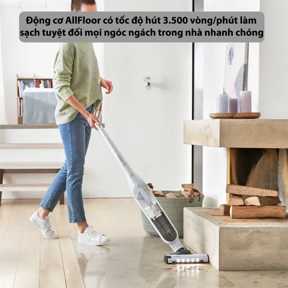 Máy hút bụi không dây Bosch BCH3P2301 - Series 4 (trắng) - Hàng chính hãng