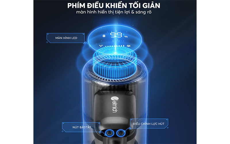 Bảng điều khiển của Máy hút bụi không dây Elmich VCE-3928