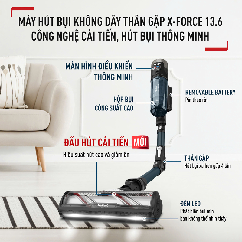 Máy hút bụi không dây Tefal Force13.6 - Hàng chính hãng