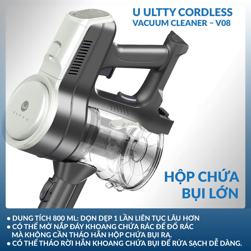 Máy hút bụi lau nhà không dây Ultty V08 - Hàng chính hãng