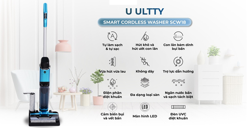 Máy hút bụi lau nhà thông minh Ultty SCW18 có nhiều tính năng thông minh