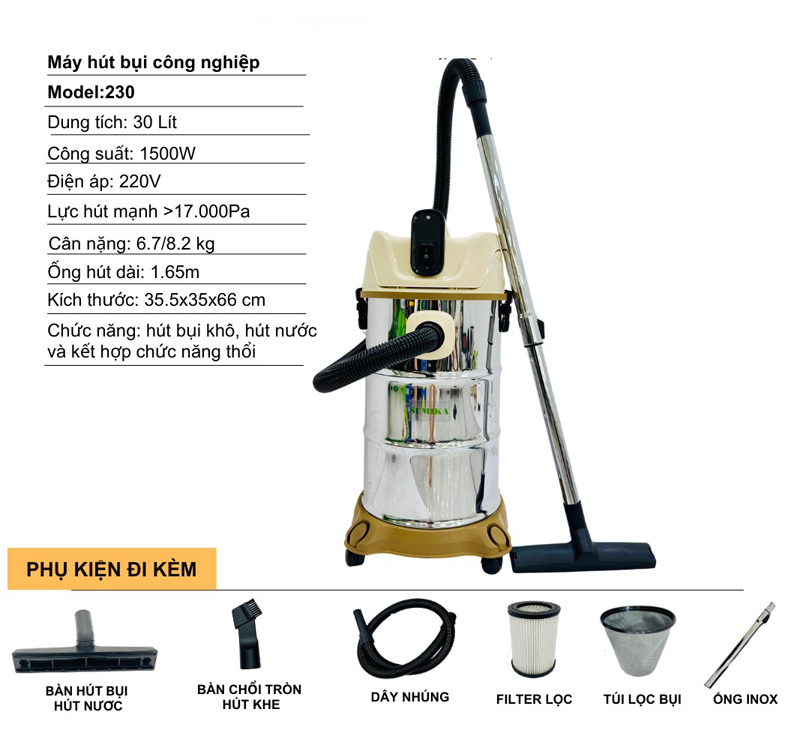 Máy hút bụi công nghiệp Sumika 230 - Hàng chính hãng