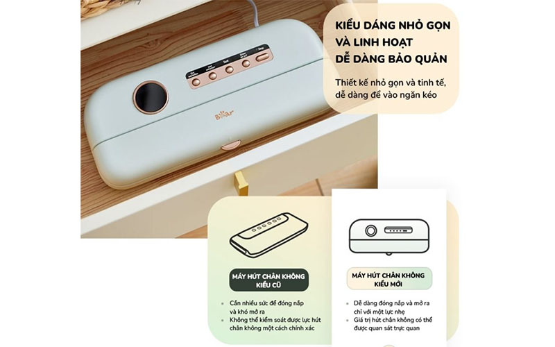 Kiểu dáng nhỏ gọn của Máy hút chân không Bear SB-CK95W