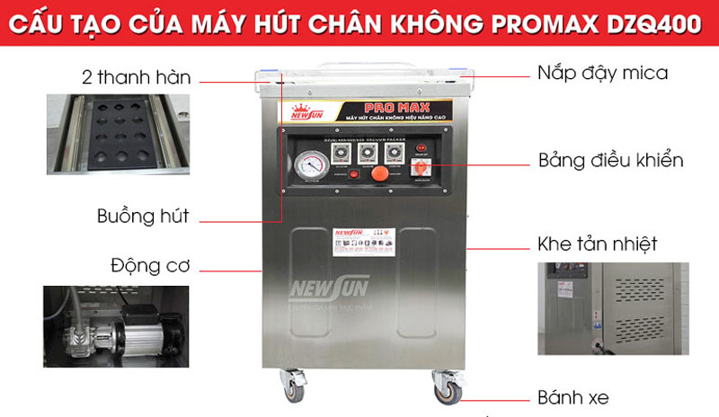 Cấu tạo của máy hút chân không Newsun Promax DZQ400