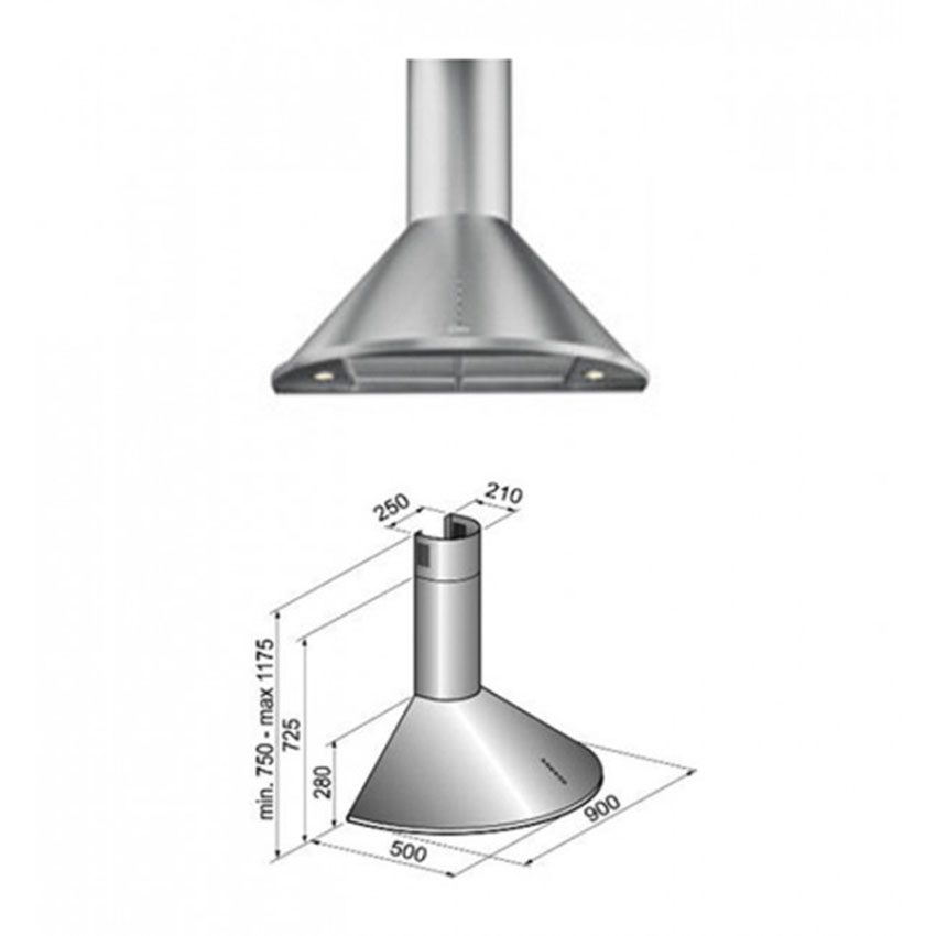 Kích thước của máy hút khói Candy CRD93X