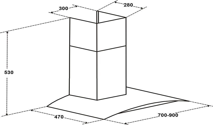 Kích thước của Máy hút khói khử mùi Binova BI-76-ISO-09