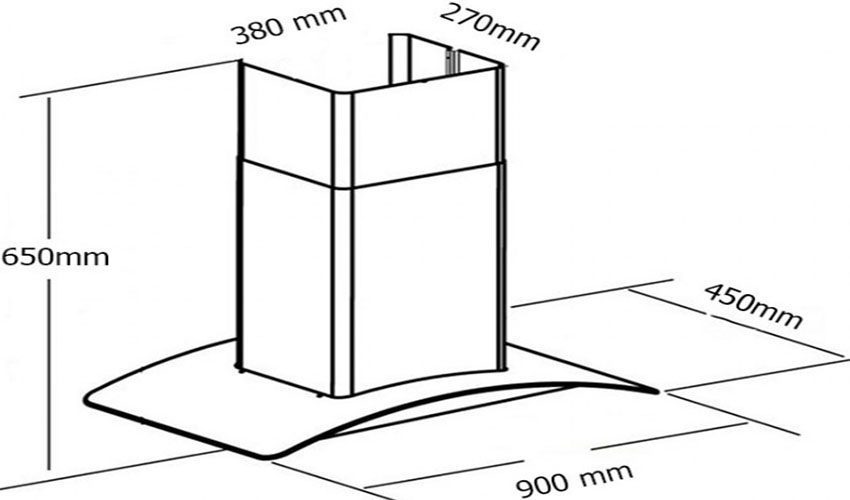Kích thước của Máy hút khói khử mùi Capri CR-981H 