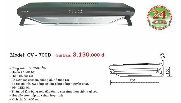 Thông số kỹ thuật Civina CV-700D