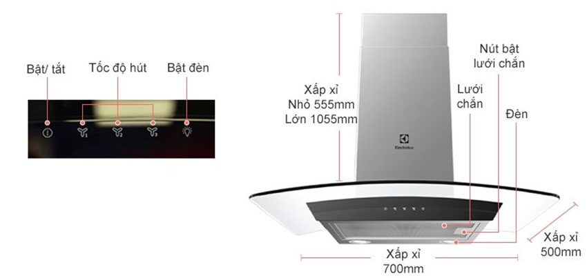 Máy hút khói khử mùi Electrolux EFC736GAR - Hàng chính hãng