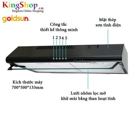 Máy hút khói - khử mùi Goldsun GS-608PB - Hàng chính hãng