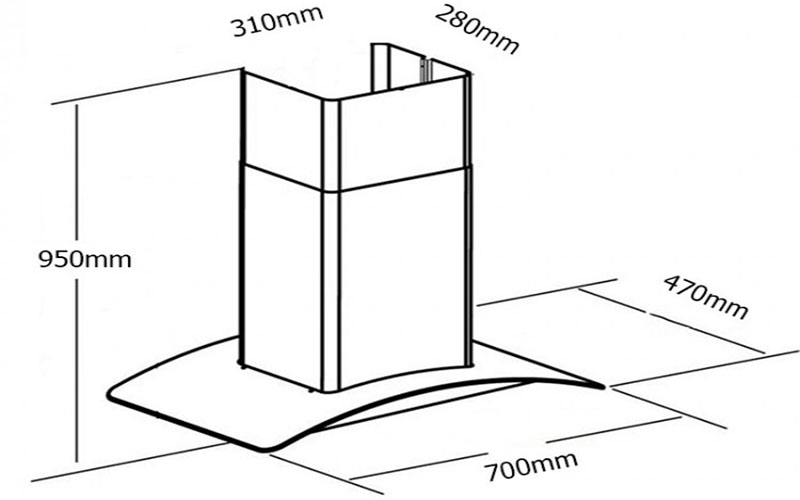 Kích thước của áy hút khói khử mùi Grasso GS-36I-700