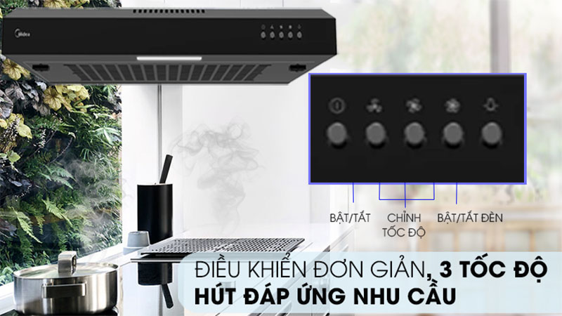 Máy hút khói khử mùi Midea 60F17 - Hàng chính hãng