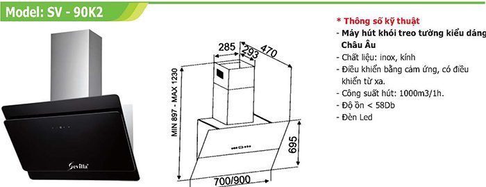 Máy hút khói Sevilla SV-90K2