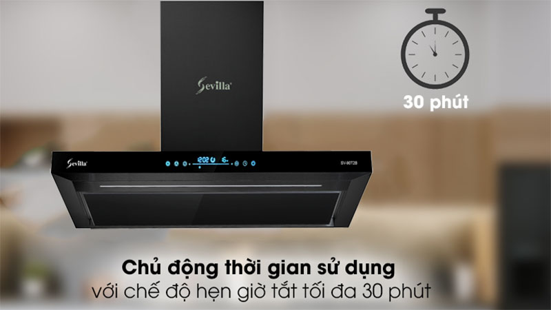 Chức năng hẹn giờ của Máy hút khói khử mùi Sevilla SV-90T2B