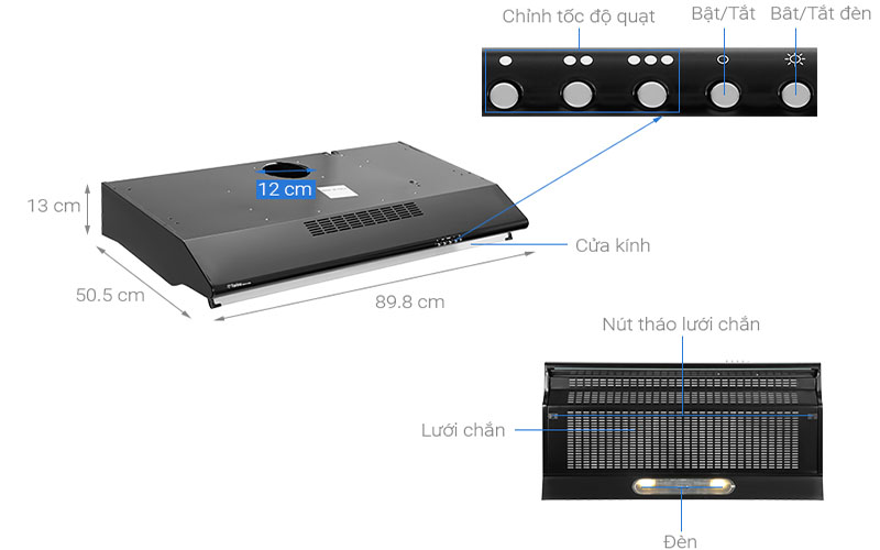 Máy hút khói khử mùi Torino FS303GE2XK23PU3V2LBL/F/90 - Hàng chính hãng