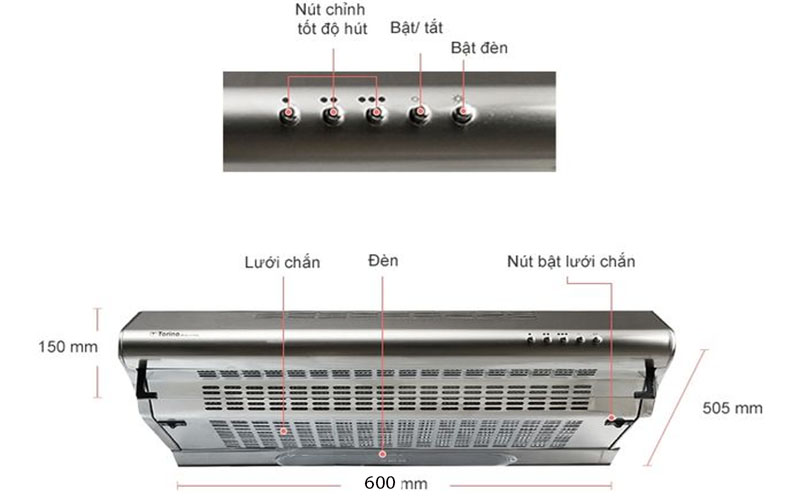 Máy hút khói khử mùi Torino FS 303 GE 2X K23 PU3V2L IX/F/60 - Hàng chính hãng