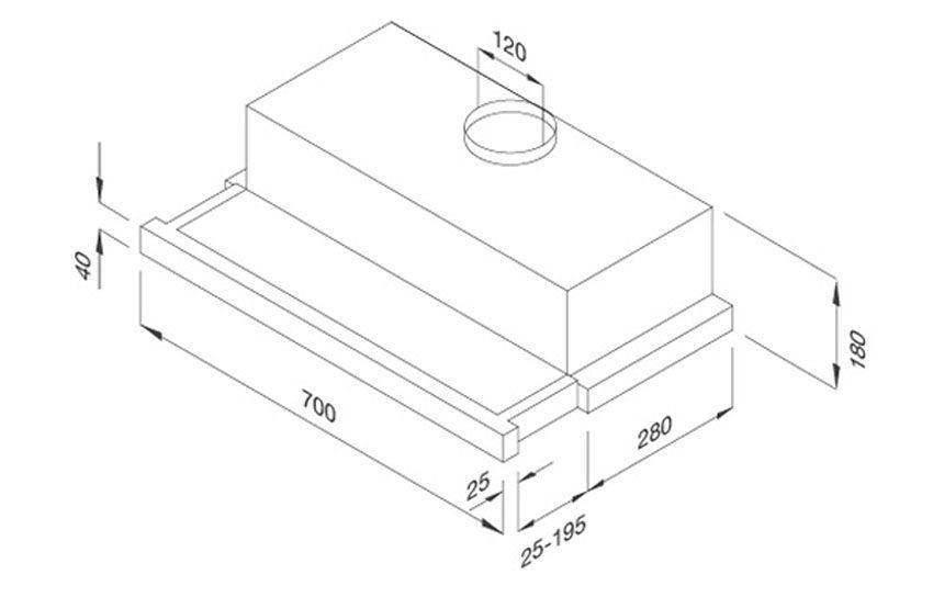 Sơ đồ lắp đặt của Máy hút khói khử mùi âm tủ Malloca K1507 TC 