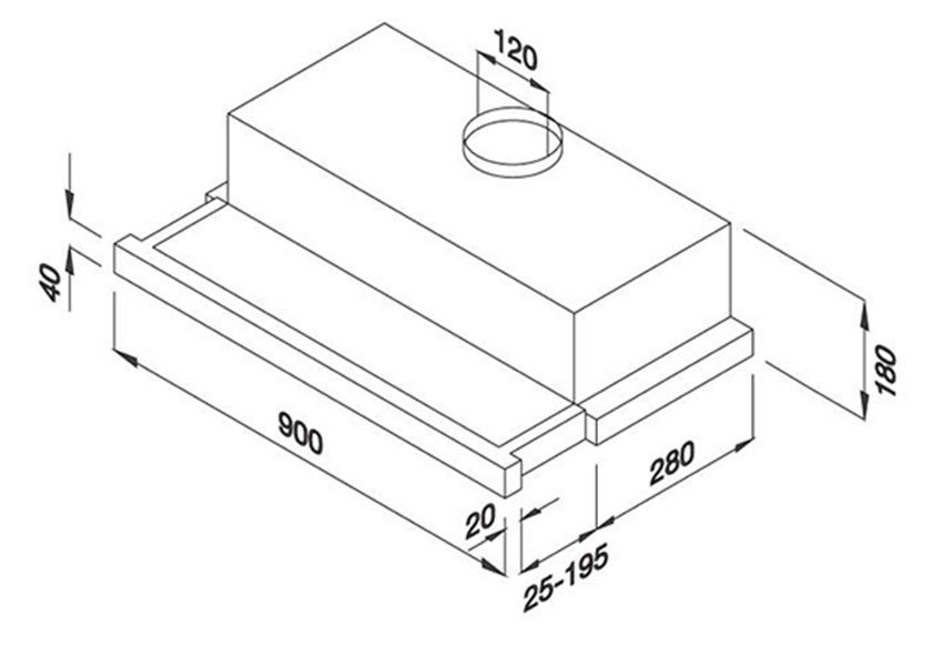 Kích thước lắp đặt của máy hút khói khử mùi âm tủ Malloca K1509 TC 