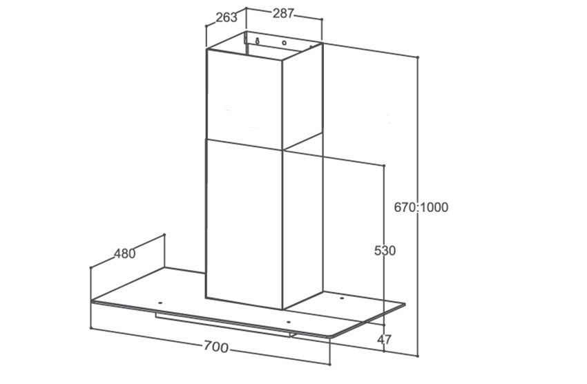 Máy hút khói khử mùi áp tường Canzy CZ 2370 - Hàng chính hãng