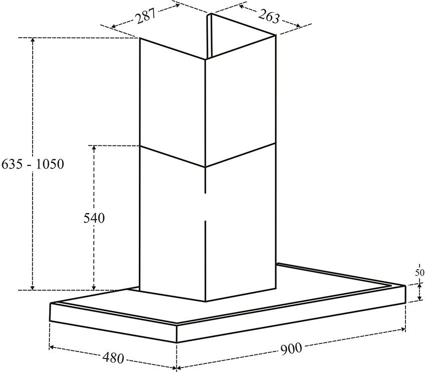 Kích thước của máy hút khói khử mùi áp tường Canzy CZ P68
