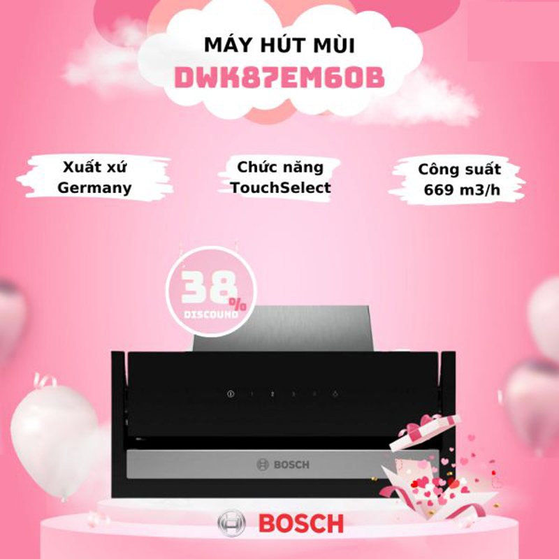 Máy hút khói khử mùi Bosch DWK87EM60B - Hàng chính hãng