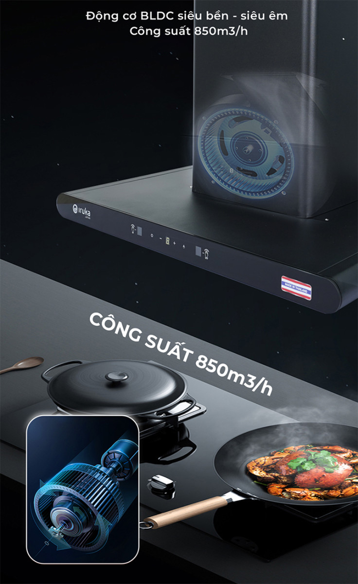 Máy hút khói khử mùi Iruka I-411 - Hàng chính hãng