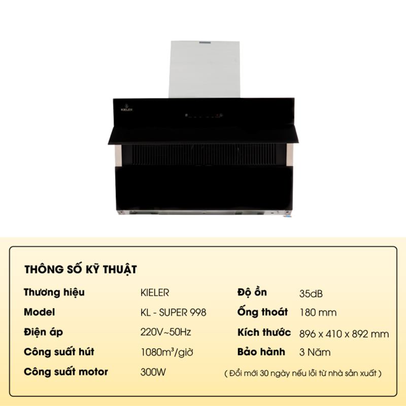 Máy hút mùi nhà bếp Kieler KL-SUPER998 - Hàng chính hãng
