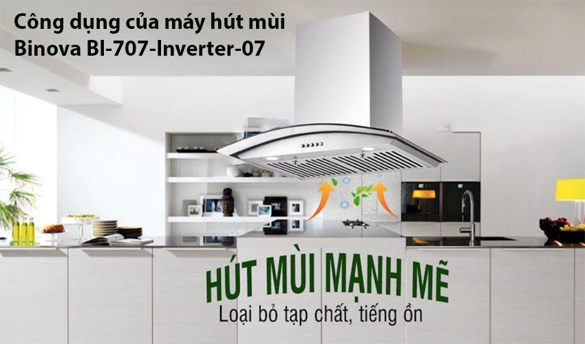 Máy hút mùi kính cong Binova BI-707-Inverter-07 - Hàng chính hãng